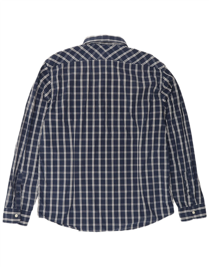 Camisa masculina ESPRIT XL algodão xadrez azul marinho