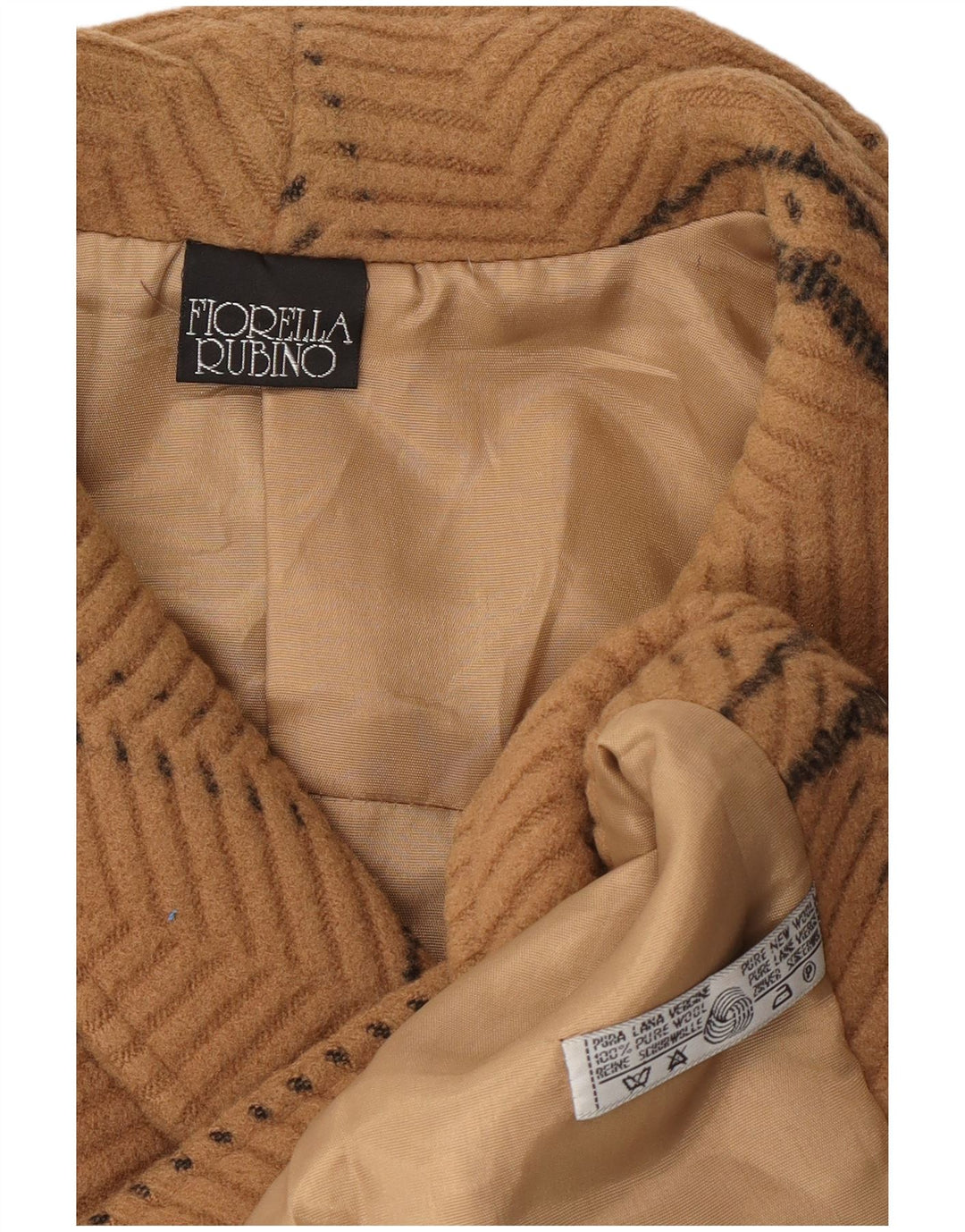 Casaco feminino FIORELLA RUBINO com peito duplo Reino Unido 14 grande xadrez bege