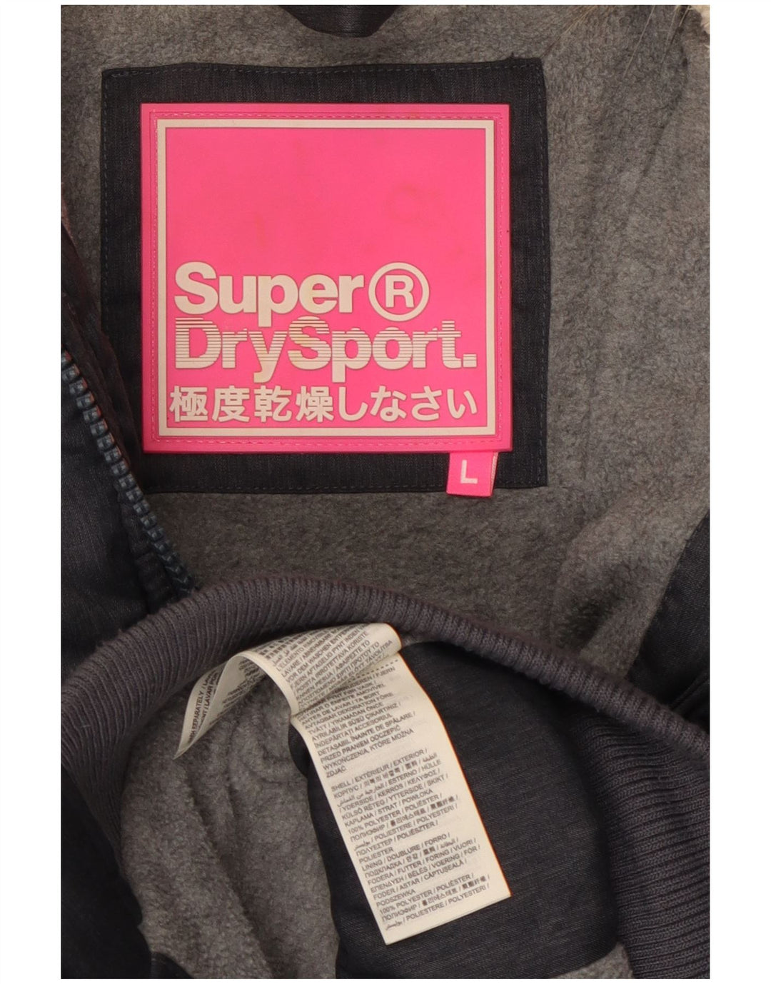 Jaqueta acolchoada com capuz feminina SUPERDRY UK 14 grande poliéster azul marinho