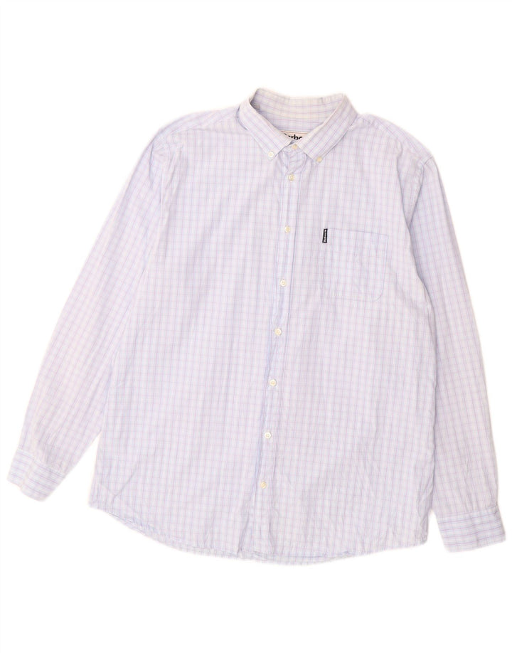 Camisa masculina BARBOUR sob medida XL algodão guingão azul