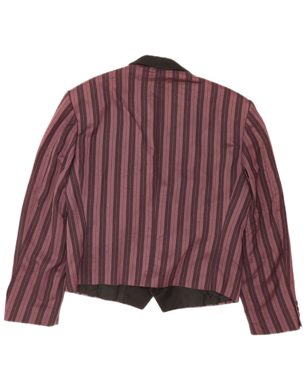 Jaqueta blazer masculina vintage com peito duplo Reino Unido 40 listrado roxo grande