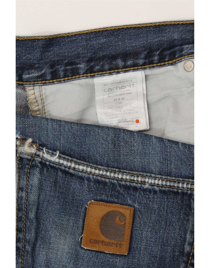 Carhartt Mens Straight Jeans W34 L34 Azul Algodão