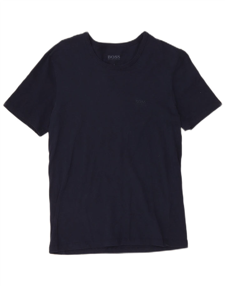 Camiseta masculina Hugo Boss pequena algodão azul marinho