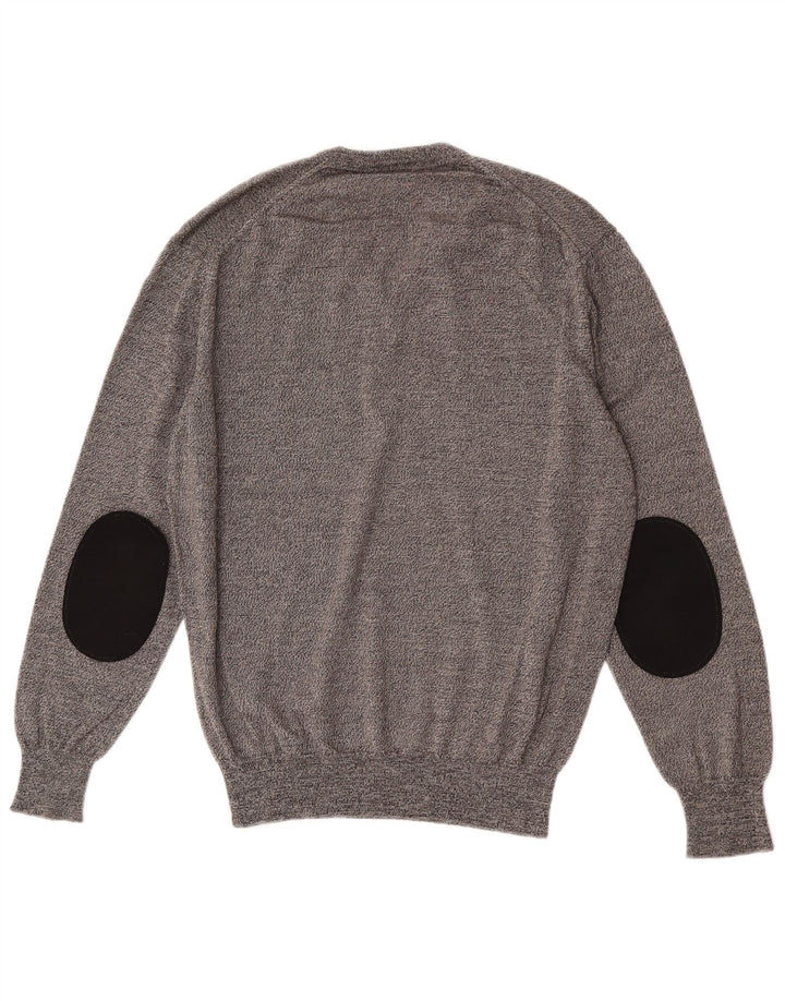 Suéter masculino Valentino com decote em V IT 48 lã merino cinza médio
