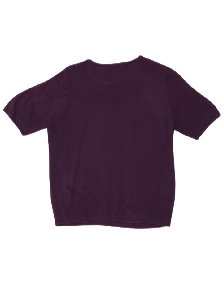 Suéter feminino Marks & Spencer com gola canoa Reino Unido 12 médio roxo
