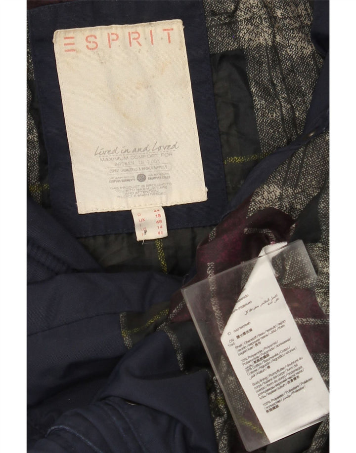 Casaco acolchoado com capuz feminino Esprit UK 18 XL azul marinho poliamida