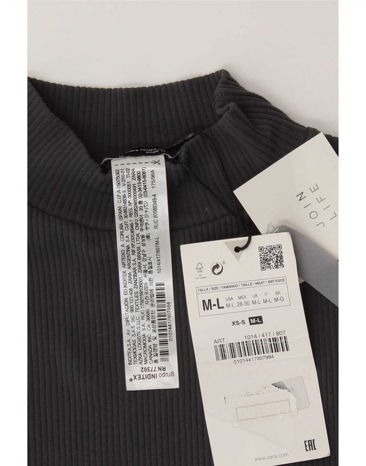 Zara Womens Crop Vest Top UK 12 Poliamida Cinza Médio