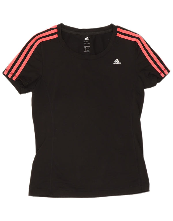 Adidas Womens Climalite T-Shirt Top UK 8/10 Pequeno Poliéster Preto