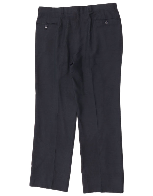 Calça vintage masculina de terno reto W34 L32 azul marinho