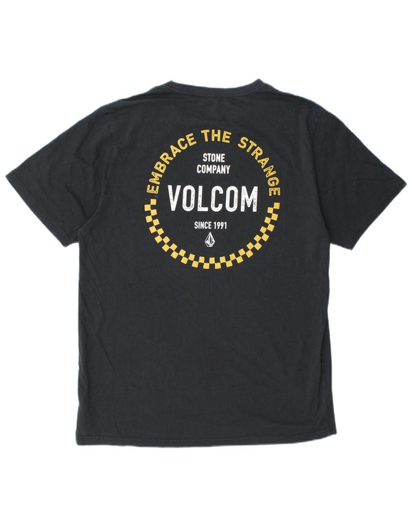 Camiseta masculina VOLCOM Modern Fit Graphic Top grande de algodão preto
