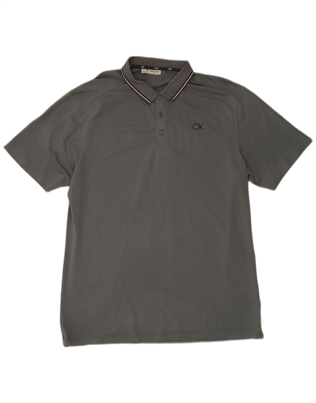 CALVIN KLEIN Camisa polo masculina de golfe XL algodão cinza