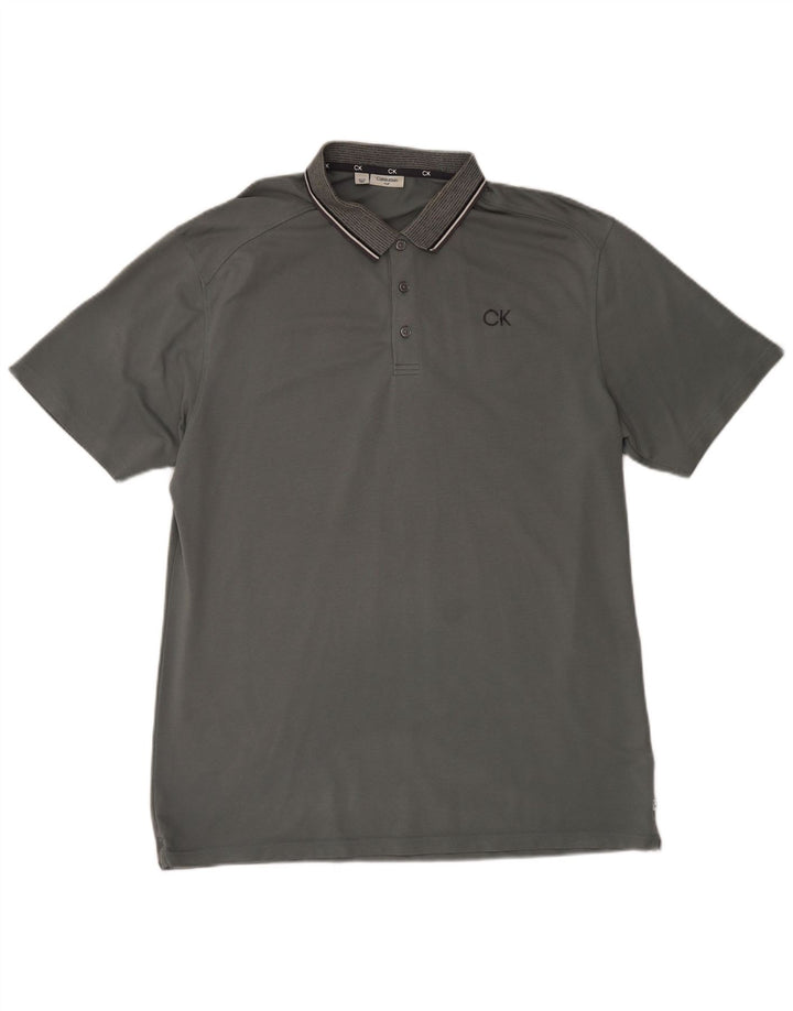 CALVIN KLEIN Camisa polo masculina de golfe XL algodão cinza