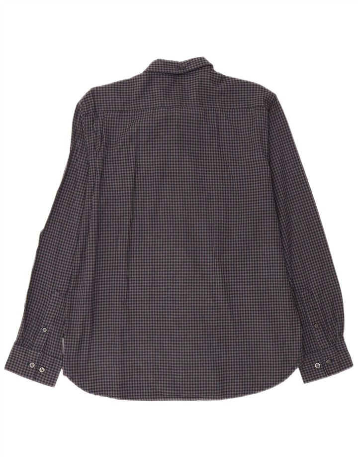 Camisa masculina de flanela French Connection grande algodão guingão azul marinho