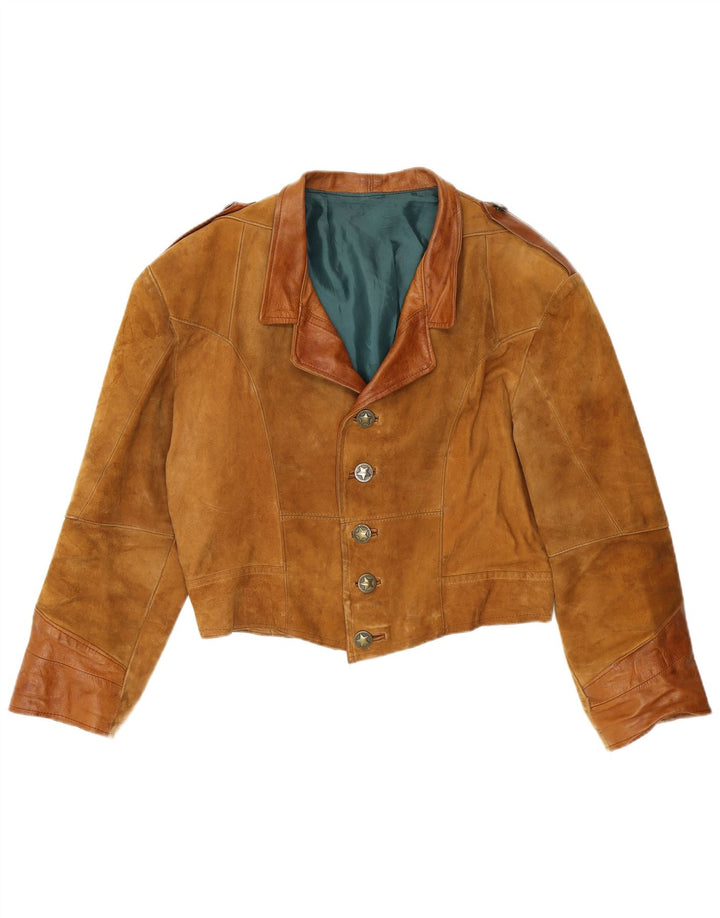 Jaqueta bomber masculina vintage de camurça UK 38 marrom médio