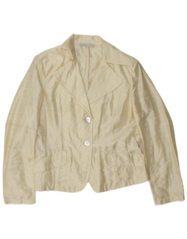 Jaqueta blazer feminina vintage com 2 botões IT 44 seda amarela média