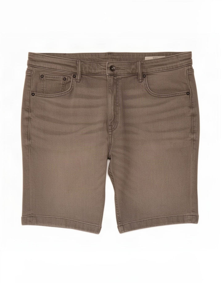 Shorts jeans masculino Marks & Spencer W36 grande algodão cinza