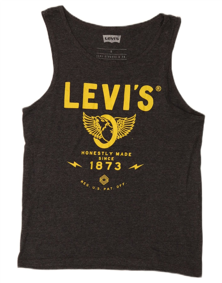 Levi's Mens Graphic Vest Top Pequeno Algodão Cinza