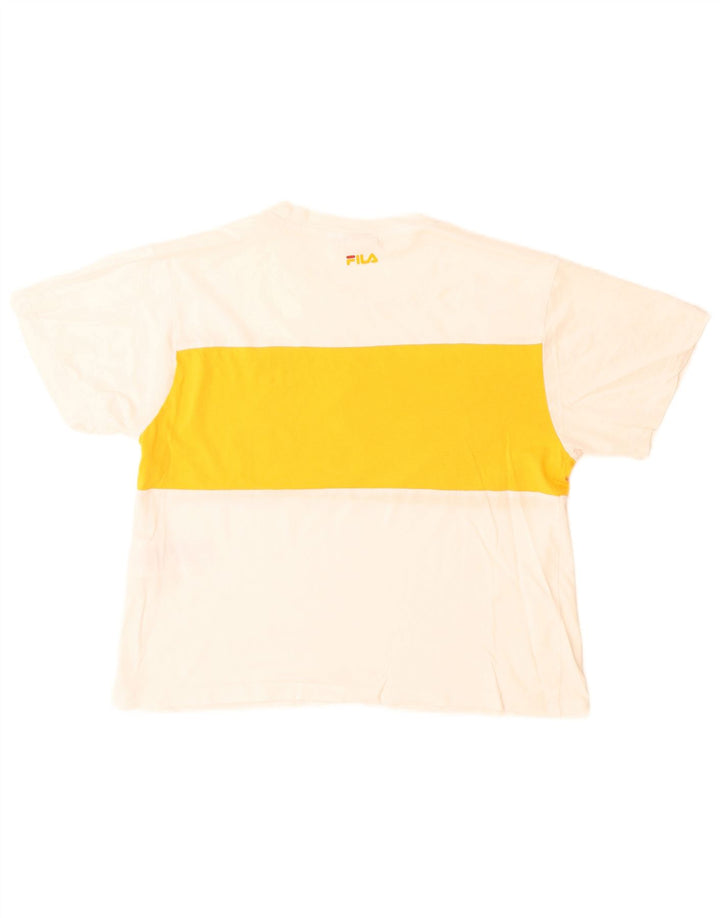Fila Womens Graphic T-Shirt Top UK 14 Médio Algodão Branco