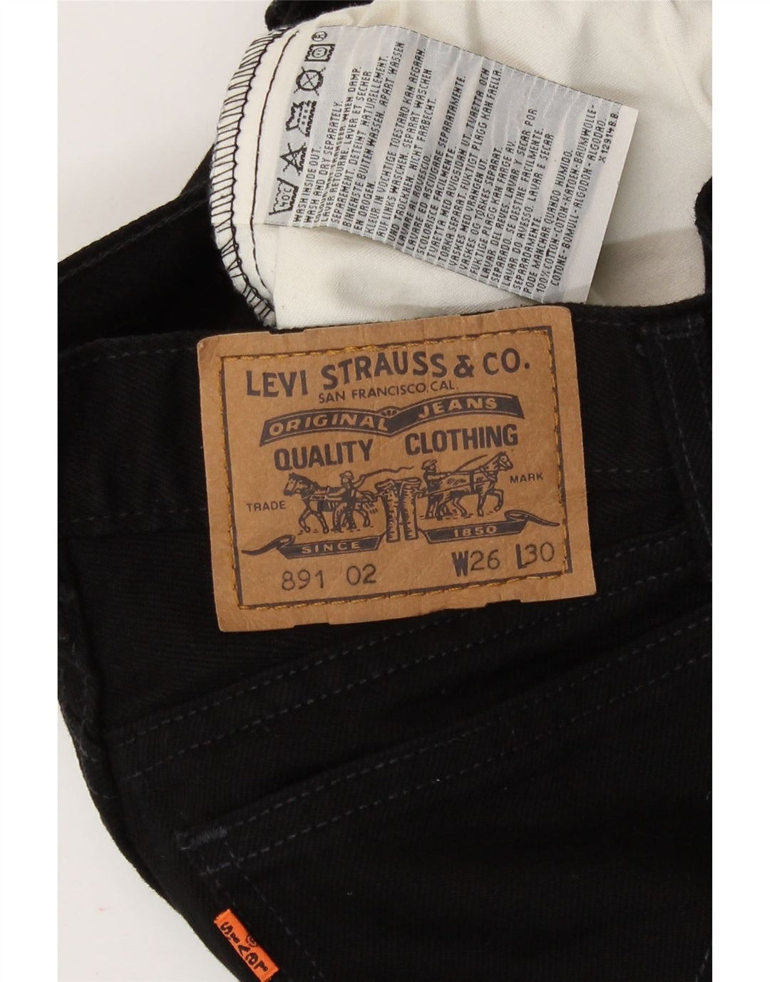 Calça jeans feminina Levi's 891 Tapered W26 L30 algodão preto