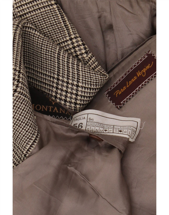 Jaqueta blazer masculina MONTANA com 2 botões IT 56 3XL cinza houndstooth lã virgem