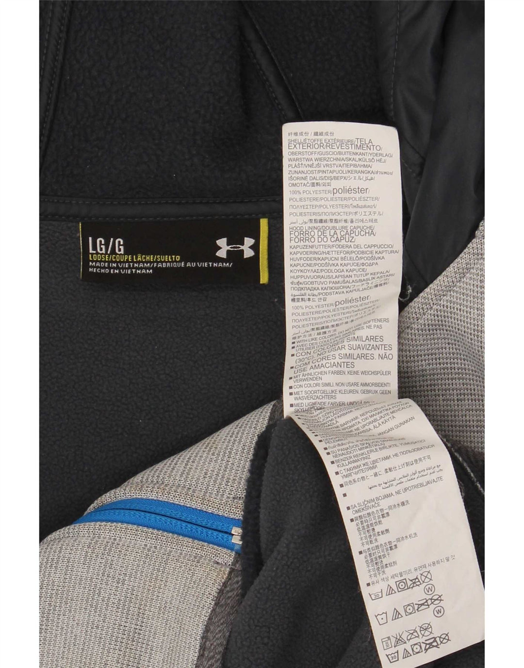 Suéter masculino com capuz e zíper Under Armour grande poliéster colorblock cinza