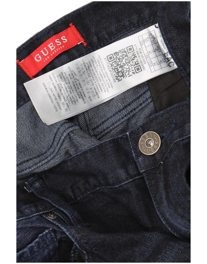 Guess Mens Straight Jeans W40 L32 Azul Marinho Algodão