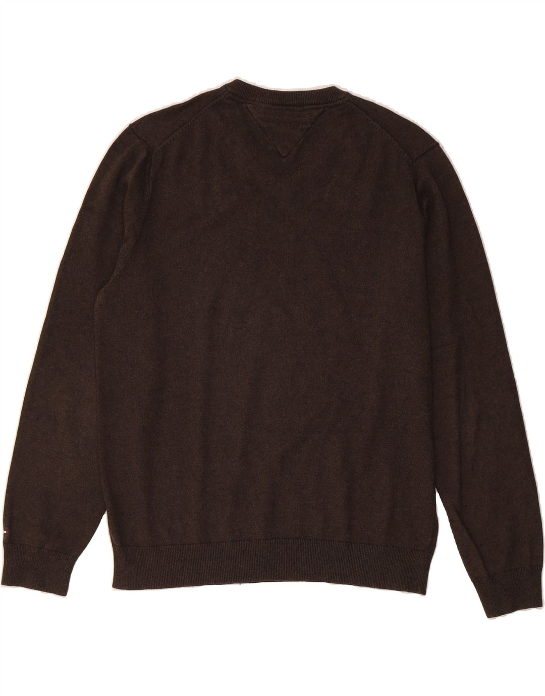 TOMMY HILFIGER Mens V-Neck Jumper Sweater Large Brown Cotton Vintage Tommy Hilfiger and Second-Hand Tommy Hilfiger from Messina Hembry 