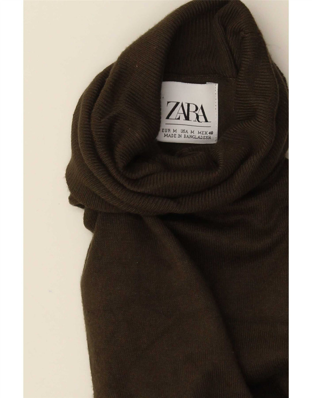 Suéter feminino Zara com gola redonda e viscose verde médio Reino Unido 14