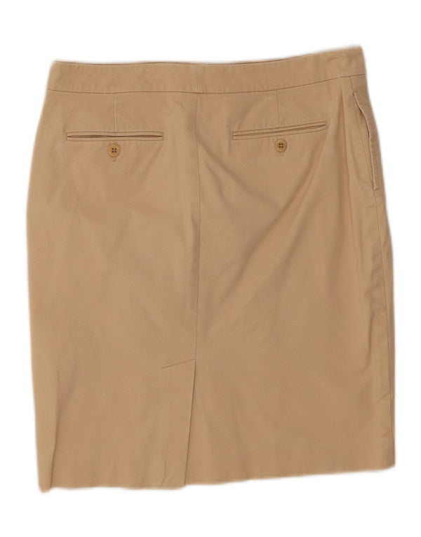 Saia reta feminina Ralph Lauren EUA 6 médio W32 algodão bege
