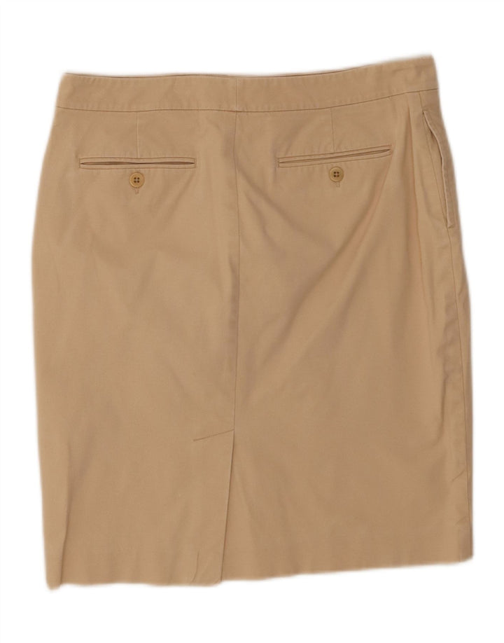Saia reta feminina Ralph Lauren EUA 6 médio W32 algodão bege
