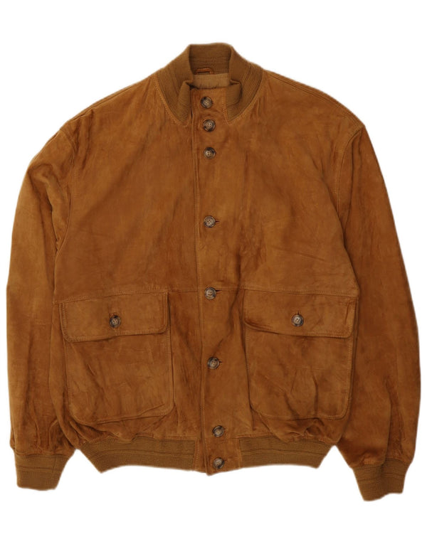 Jaqueta bomber masculina vintage de camurça UK 42 XL marrom