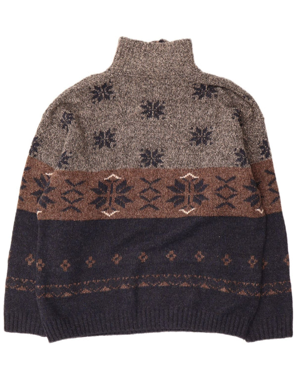 Suéter masculino Angelo Litrico com zíper e gola XL azul marinho Fair Isle acrílico