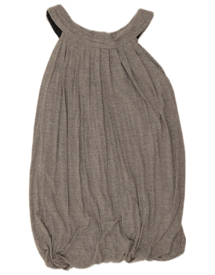 Vestido feminino bolha sem mangas Zara Reino Unido 12 viscose cinza médio