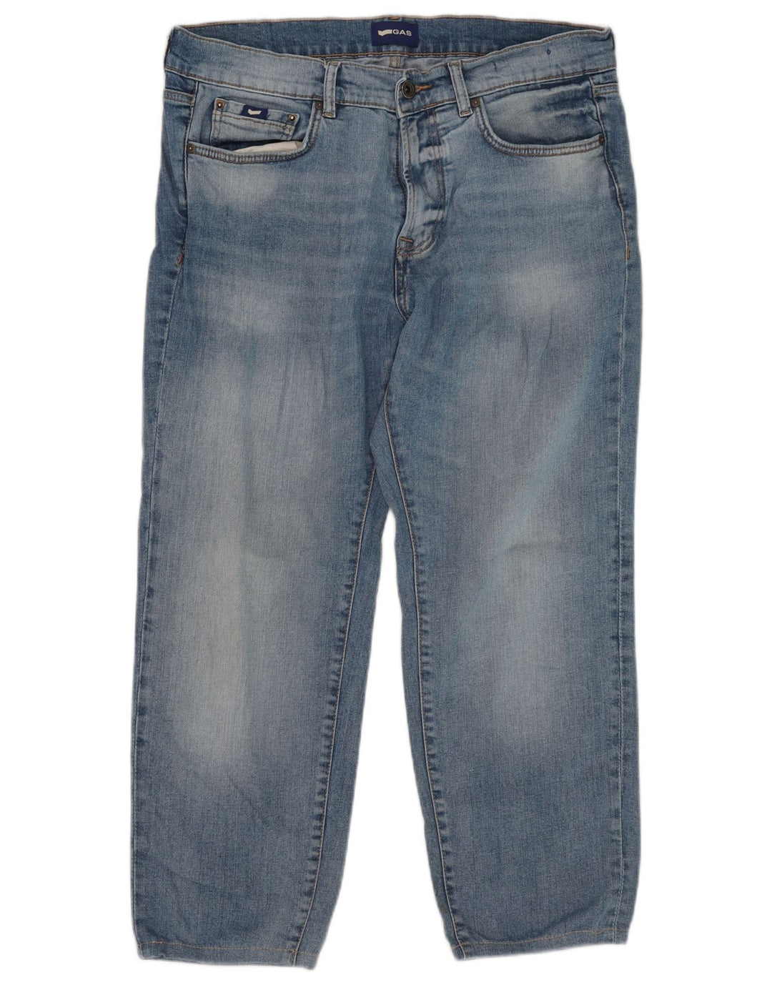Gas Mens Jeans Cropped W33 L26 Azul Algodão