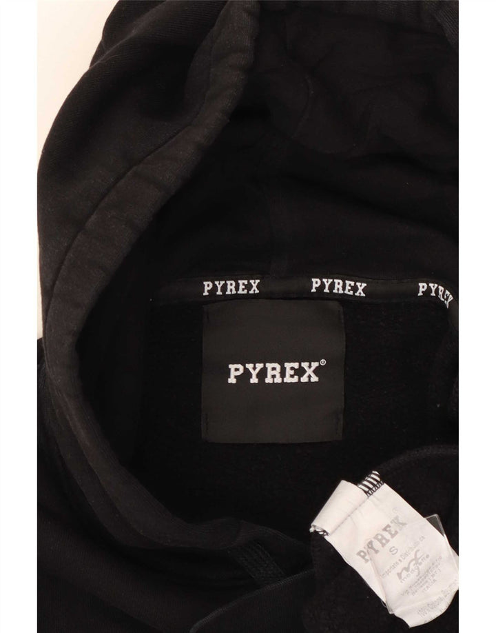 Suéter com capuz gráfico masculino Pyrex pequeno algodão preto