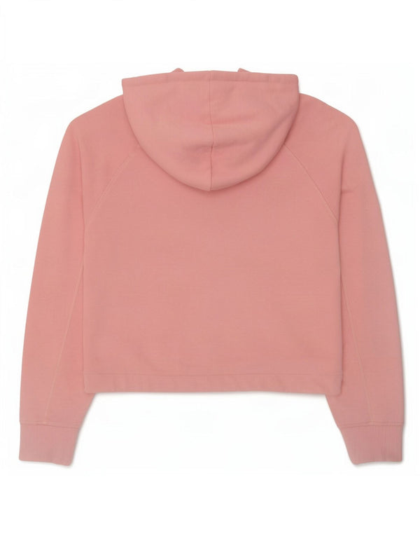 Fila Womens Crop Oversized Hoodie Jumper UK 14 Médio Algodão Rosa