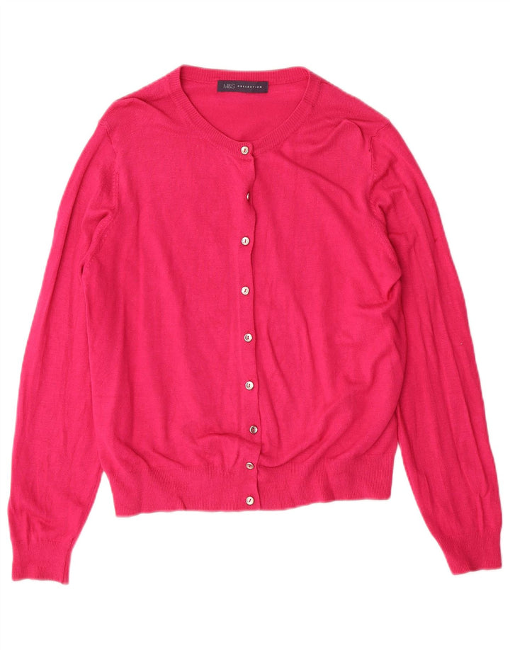 Suéter cardigã feminino Marks & Spencer UK 14 médio rosa viscose clássico