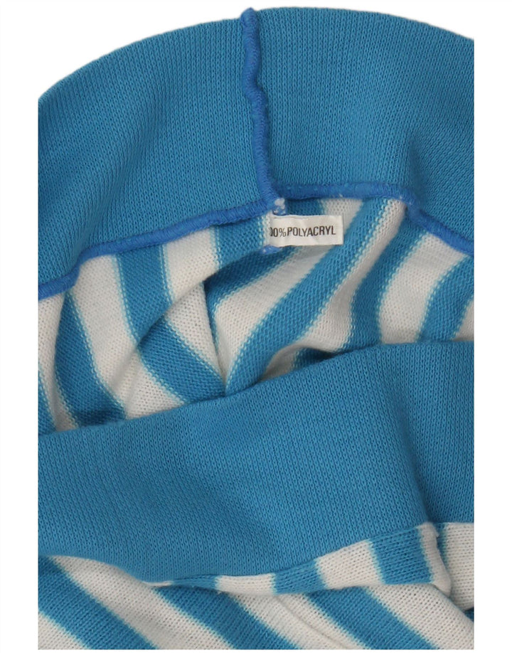 Blusa feminina vintage UK 16 grande listrada azul poliacrílica