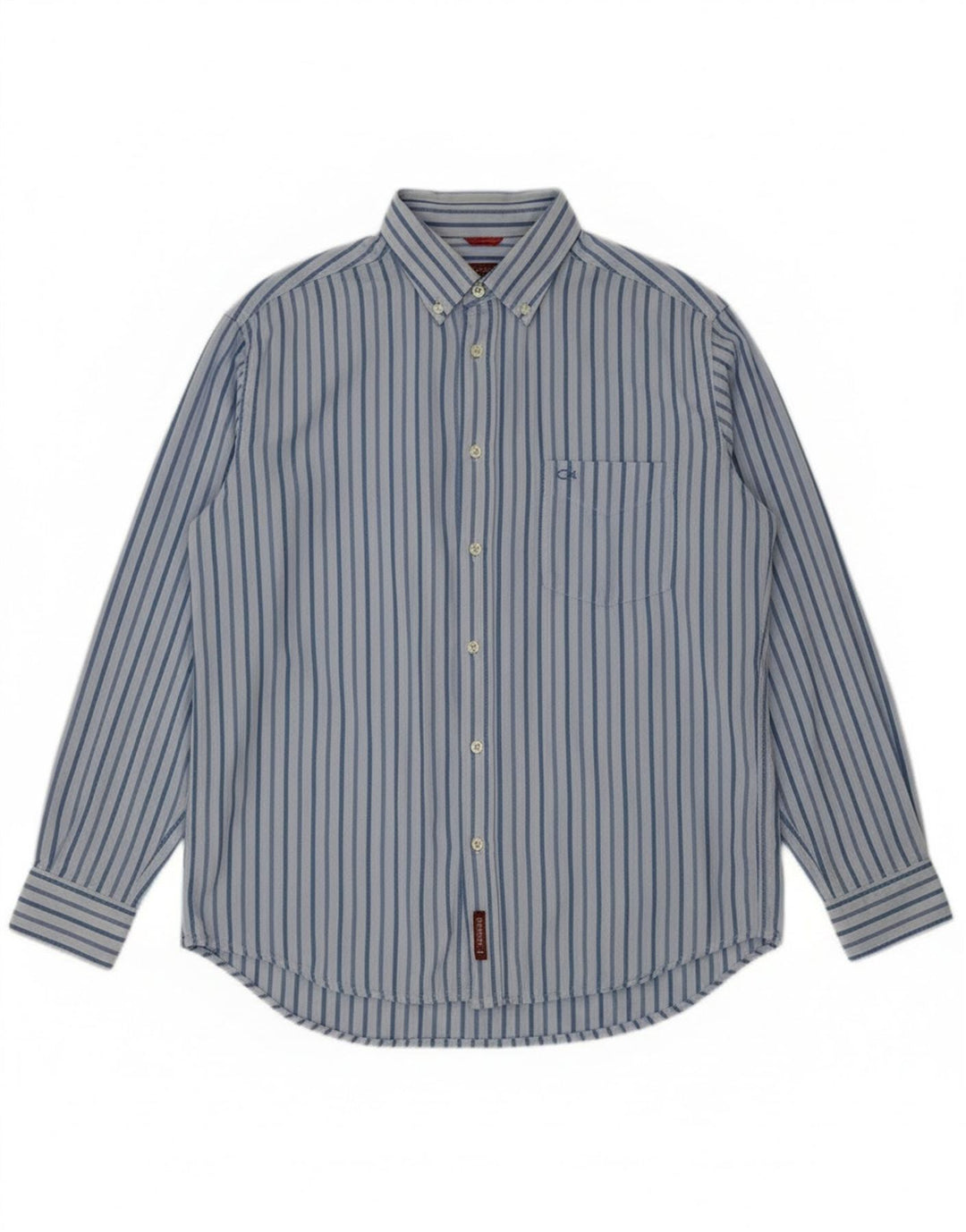 Camisa masculina Carrera grande algodão listrado azul