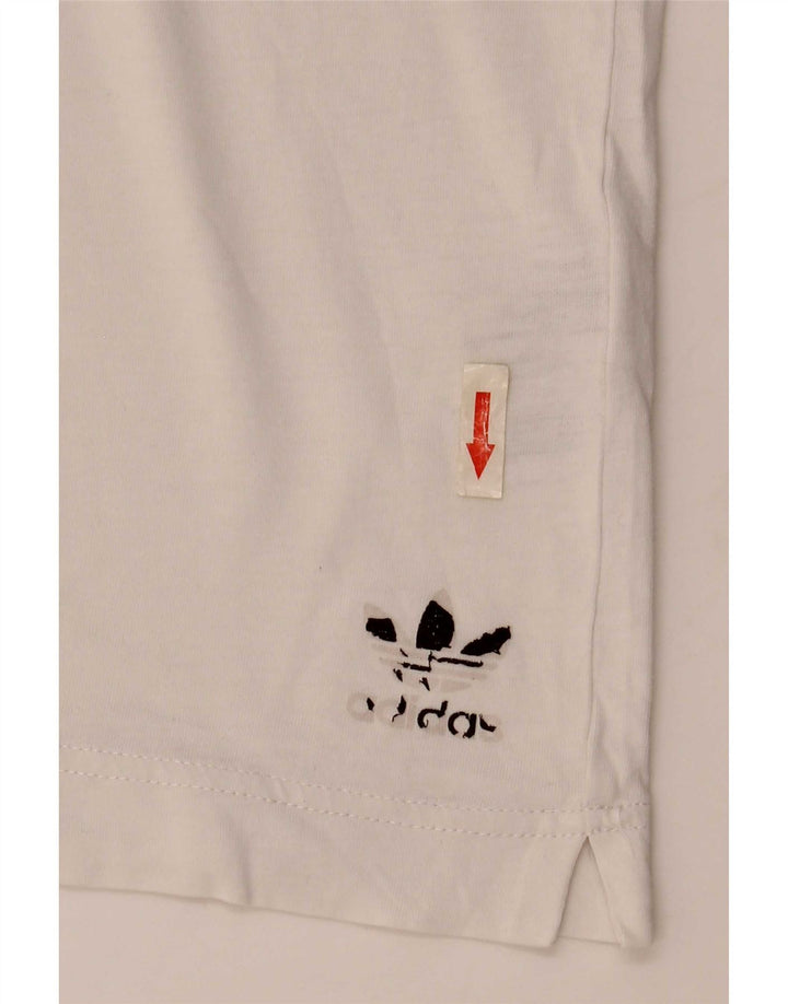 Adidas Mens Camiseta Top Médio Algodão Branco