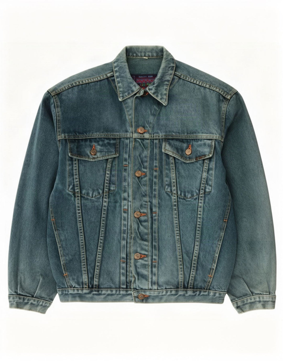 Jaqueta jeans masculina vintage Reino Unido 40 algodão verde grande