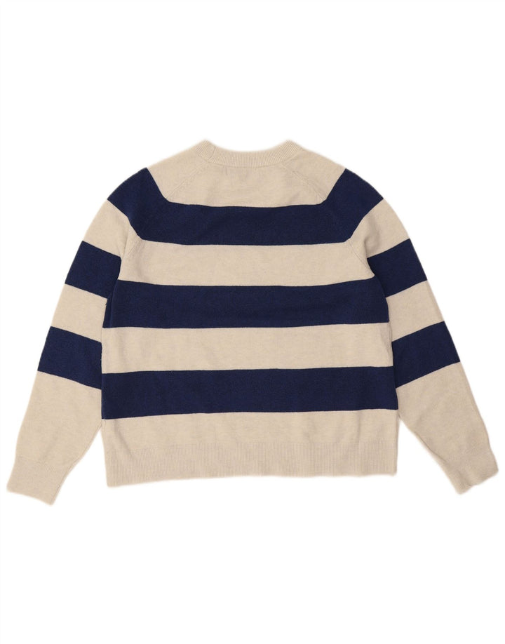 Suéter feminino Marks & Spencer com gola redonda e listrado azul médio UK 14