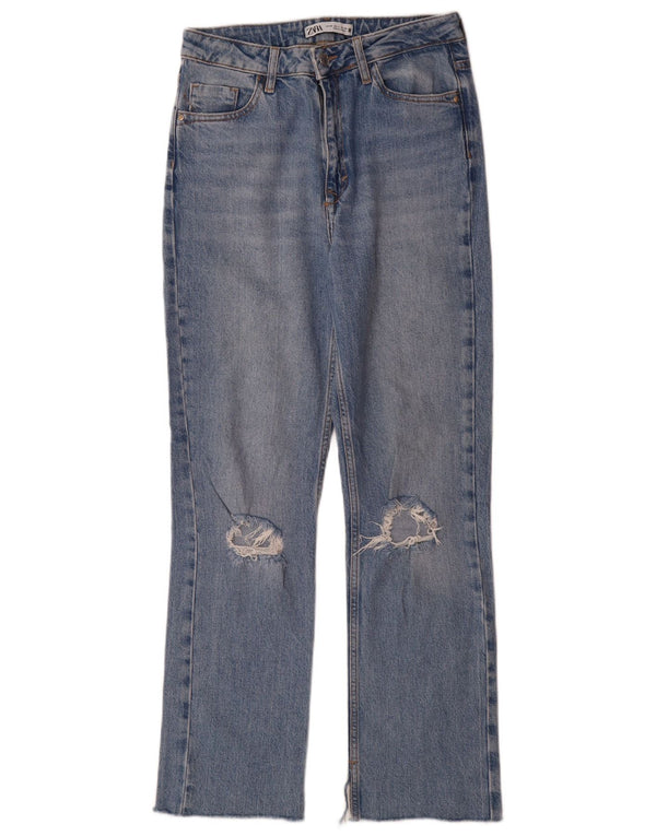 Calça jeans feminina Zara com corte bootcut EU 36 XS W26 L30 azul algodão