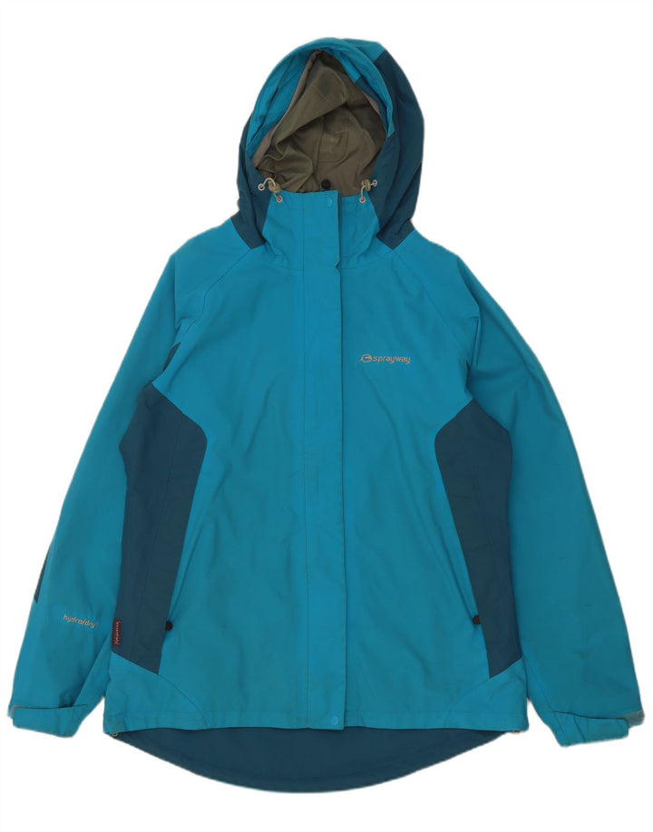 Jaqueta de chuva feminina com capuz Sprayway UK 12 poliamida colorblock azul médio