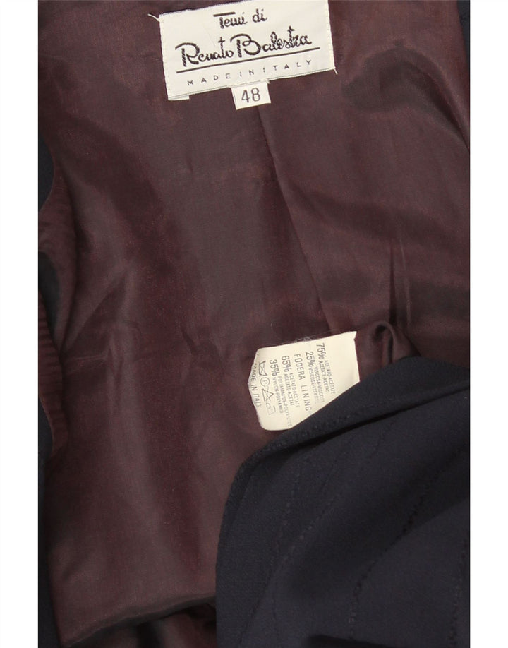 Renato Balestra Jaqueta Blazer Feminina 3 Botões IT 48 XL Azul Marinho Acetato