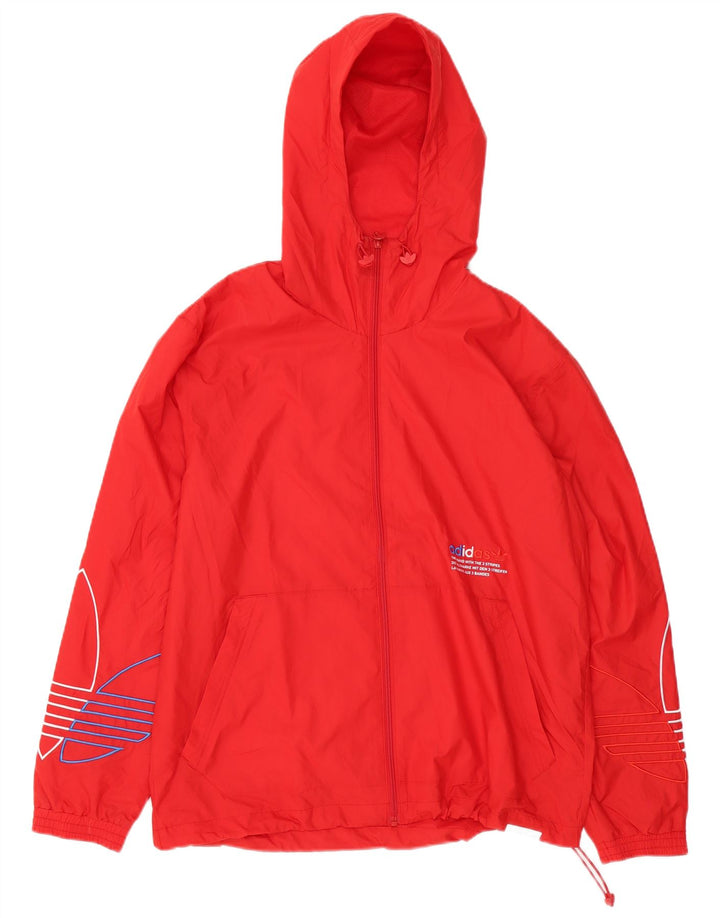 ADIDAS Mens Graphic Hooded Rain Jacket UK 36 Pequeno Poliéster Vermelho