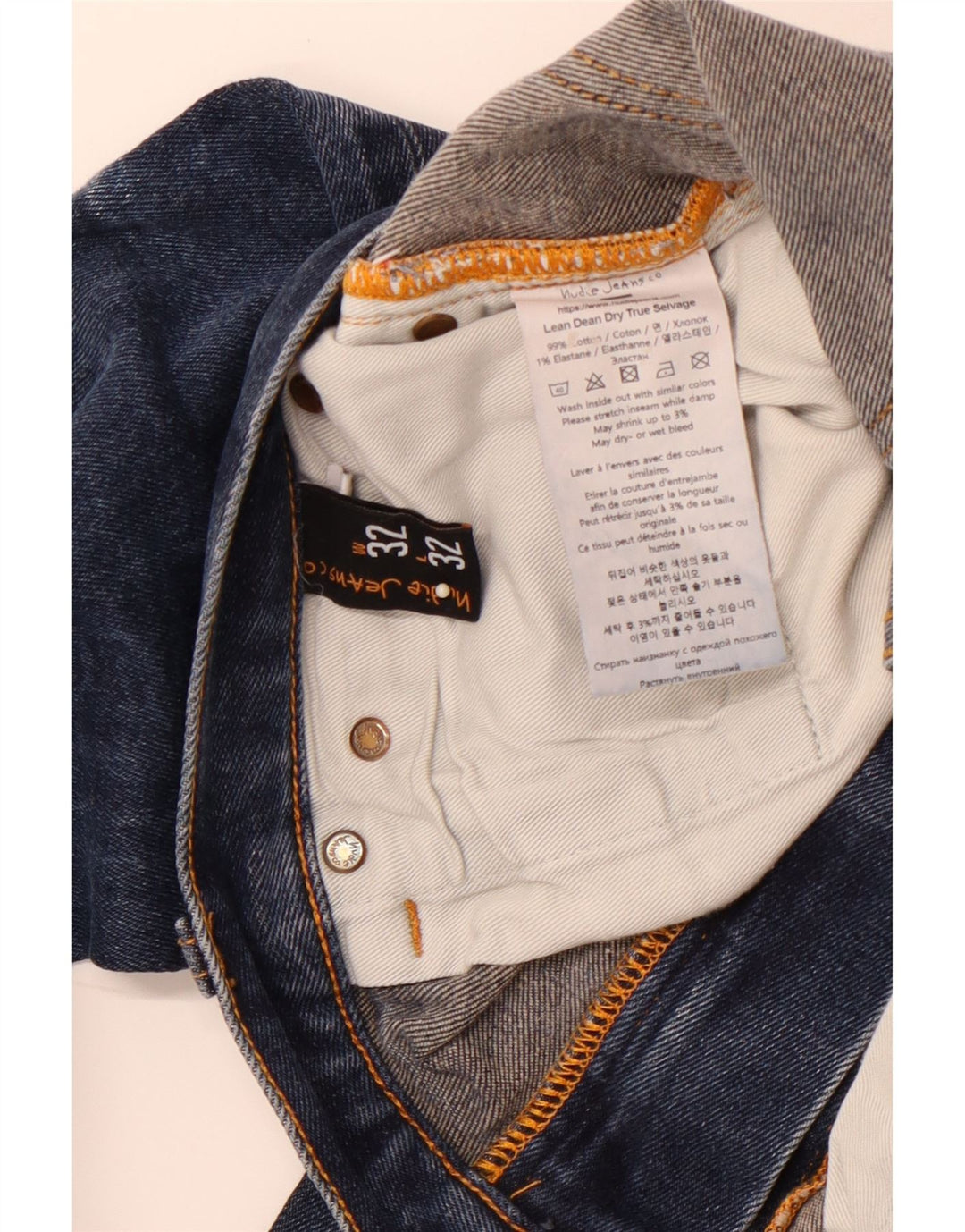 NUDIE JEANS Jeans skinny masculino W32 L32 algodão azul