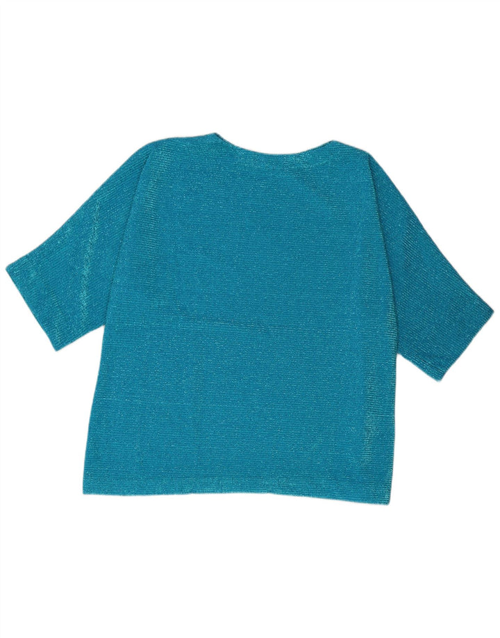 Blusa feminina vintage UK 16 grande azul sintético