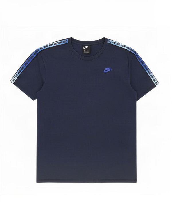Camiseta gráfica masculina Nike Top grande bloco colorido azul marinho