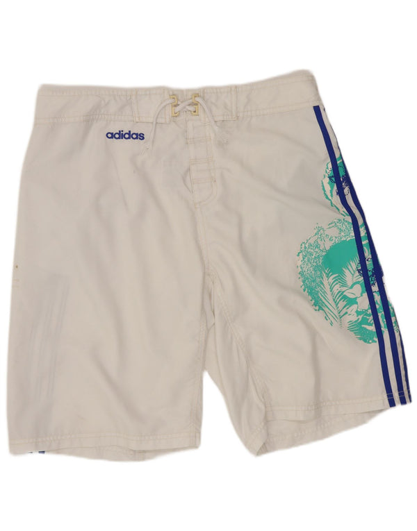 Shorts de natação masculinos Adidas Graphic médio branco floral poliéster